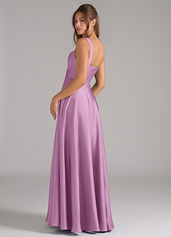 Azazie Shaude Bridesmaid Dresses Wisteria A-Line Pleated Stretch Satin Dress image7