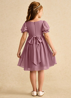 Azazie Jolie Flower Girl Dresses Vintage Mauve A-Line with Sleeves Chiffon Dress image2