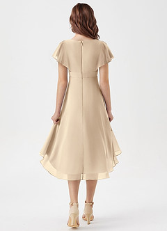 Azazie Graciela Junior Robe Trapèze en Mousseline de soie Plissée Champagne image2