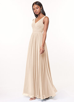 Azazie Keyla Bridesmaid Dresses White Alabaster A-Line V-Neck Pleated Chiffon Dress image3