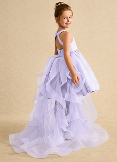 Azazie Julietta Flower Girl Dresses Lilac Ball-Gown Convertible Tulle Dress image6
