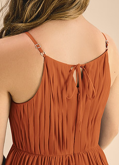 Azazie Elliora Junior Cinnamon A-Line Pleated Chiffon Dress image7