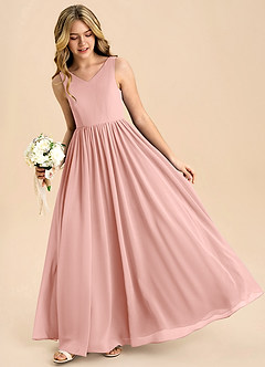 Azazie Hathaway Junior Rosette A-Line Bow Chiffon Dress image4