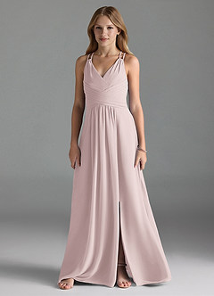 Azazie Farren Junior Blushing Pink A-Line Pleated Chiffon Dress image1