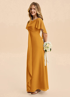 Azazie Selena Junior Butterscotch A-Line Ruched Chiffon Dress image1