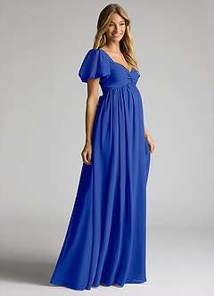 Azazie Madisynn Maternity Bridesmaid Dresses Bow Chiffon Floor-Length Dress image3