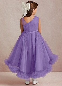 Azazie Lottie Flower Girl Dresses Tahiti A-Line One Shoulder Satin Dress image3
