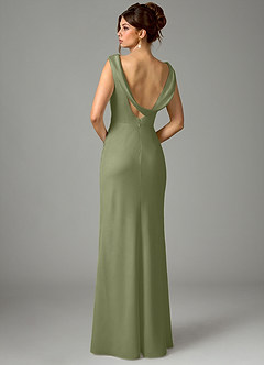 Azazie Kieryn Bridesmaid Dresses Garden Sage Mermaid Pleated Stretch Satin Dress image5