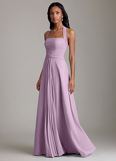 Azazie Clarisa Bridesmaid Dresses Wisteria A-Line Pleated Chiffon Dress image6