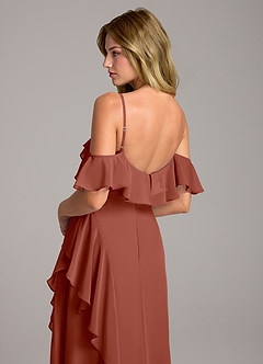 Azazie Aubrie Final Sale Eucalyptus A-Line Off the Shoulder Chiffon Dress image2