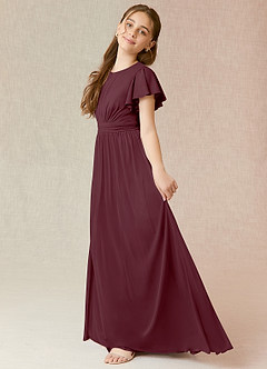Azazie Mosley Junior A-Linie Gestreift Gittergewebe Kleid Cabernetrot image3