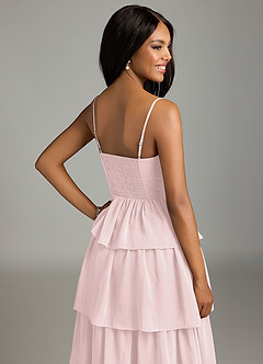 Azazie Kaiden Robes de demoiselle d'honneur Robe Trapèze en Mousseline de soie Encolure en Forme de Cœur Rose Pâle image7