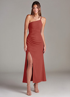 Azazie Eren Brautjungfernkleider Meerjungfrau-Linie One-Shoulder Chiffon Kleid Terrakotta image3