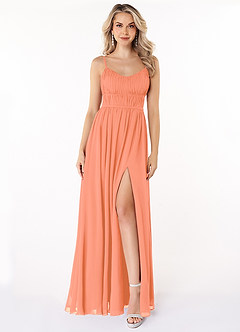Azazie Yanelie Bridesmaid Dresses Sunset A-Line Scoop Pleated Chiffon Dress image1