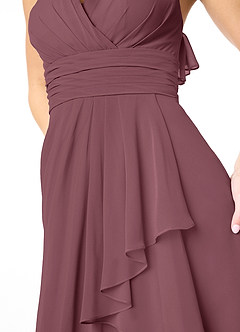 Azazie Aviv Bridesmaid Dresses Sangria A-Line Pleated Chiffon Dress image4