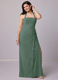 Barbie ♥ Azazie Bridesmaid Dresses Eucalyptus Sheath Strapless Chiffon Convertible Dress image12