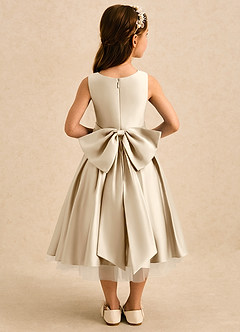 Azazie Josie Flower Girl Dresses Champagne A-Line Pleated Matte Satin Dress image2