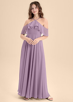 Azazie Tessabelle Junior Wisteria A-Line Off the Shoulder Chiffon Dress image1