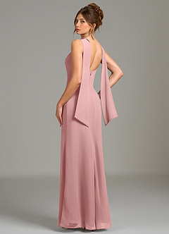 Azazie Cassiana Robes de demoiselle d'honneur Robe Sirène en Mousseline de soie Plissée Rose Poussiéreuse image2