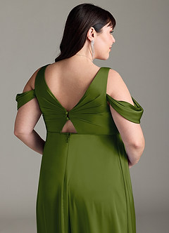 Azazie Rhea Maternity Bridesmaid Dresses A-Line Off-The-Shouler Pleated Stretch Satin Floor-Length Dress image13
