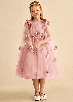 Azazie Staria Flower Girl Klänningar Klänning Balklänning i Tyll Ruched image3