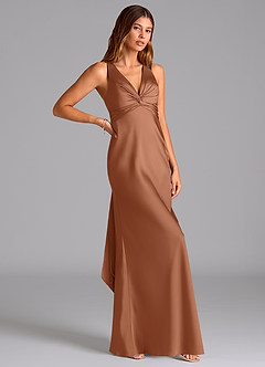 Azazie Hati Bridesmaid Dresses Bronzer Mermaid Stretch Satin Dress image1