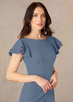 Azazie Peppermint Mother of the Bride Dresses Twilight Mermaid Scoop Ruched Stretch Crepe Dress image3