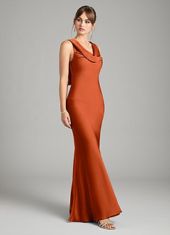 Azazie Rylina Bridesmaid Dresses Paprika Mermaid Stretch Satin Dress image5