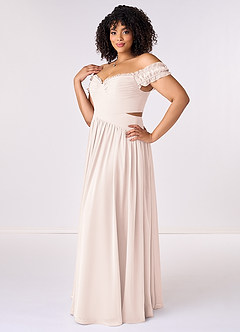 Barbie ♥ Azazie Bridesmaid Dresses Rose Petal A-Line Off the Shoulder Chiffon Convertible Dress image10