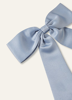 front Matching Color Satin Bow Hair Clip Set 2Pc