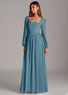 Azazie Maree Robes de demoiselle d'honneur Robe Trapèze en Mousseline de soie Corset Bermude image1