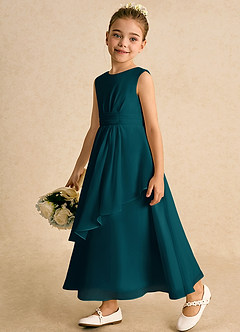 Azazie Edelweiss Flower Girl Dresses Pine A-Line Pleated Chiffon Dress image5