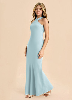 Azazie Doretta Junior Robe Fourreau en Mousseline de soie Plissée Brume image4