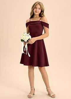 Azazie Anselie Junior Klä av A-Line i Stretch Satin Plisserad image1