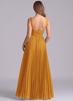 Azazie Mina Jurken voor bruidsmeisjes Jurk van Chiffon met A-Lijn Geplooid Boterbabbelaar image7