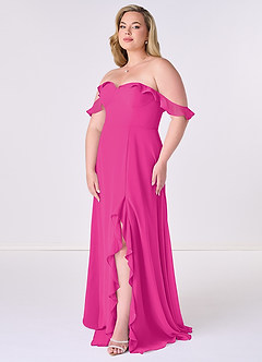 Barbie ♥ Azazie Brautjungfernkleider Wandelbar A-Linie Schulterfrei Chiffon Kleid Barbie Pink image9
