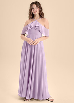 Azazie Tessabelle Junior Vestido de Lila Esmerilada de Gasa de Corte En A con Vestidos sin tirantes image1