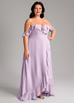 Azazie Lyra Vestidos de madrinha de casamento Vestido Lilás Fosco de Chiffon de Linha A com Conversível image13