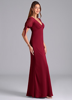 Azazie Pheby Bridesmaid Dresses Burgundy A-Line Pleated Chiffon Dress image5