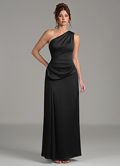 SCHEHERAZADE シェラザード　ALL FOR ONE 帯あり Azazie Zahira Ready to Ship Black Stretch Satin Bridesmaid Dresses