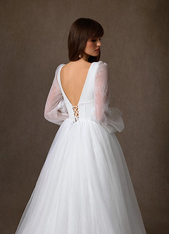 Azazie Cressida Wedding Dresses Diamond White Ball-Gown Lace Tulle Dress image14