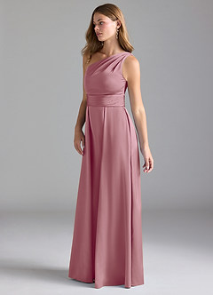 Azazie Dallas Bridesmaid Dresses Vintage Mauve A-Line One Shoulder Stretch Satin Dress image5