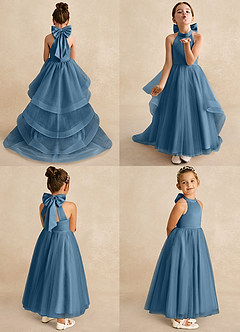 Azazie Bev Robe Demoiselle D'honneur Fillette Robe Trapèze en Tulle Convertible Bermude image2