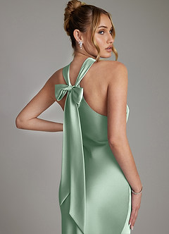 Azazie Reign Bridesmaid Dresses Agave Mermaid Pleated Stretch Satin Dress image9