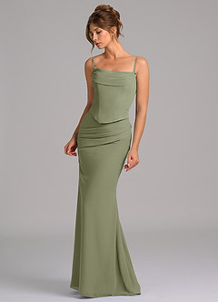 Azazie Sorrel Brautjungfernkleider Meerjungfrau-Linie Korsett Chiffon Kleid Pistazie image6