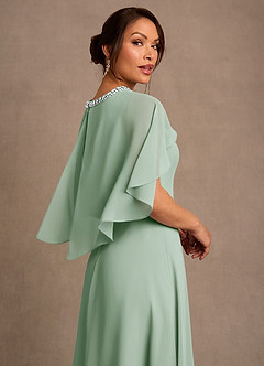 Azazie Winnifred At-home Try On Dresses Agave A-Line Beaded Chiffon Dress image5