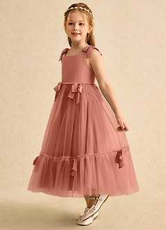 Azazie Jaci Sukienki dla dziewczynek sypiących kwiaty Linia A Pasek spaghetti Szyfon Długość kostki Sukienka image1