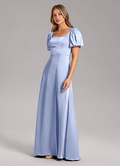 Azazie Fyona Bridesmaid Dresses Ice A-Line Pleated Stretch Satin Dress image4