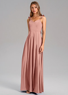 Azazie Everett Bridesmaid Dresses Rosette A-Line Stretch Satin Dress image4