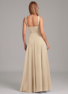 Azazie Shaude Bridesmaid Dresses Champagne A-Line Pleated Chiffon Dress image2